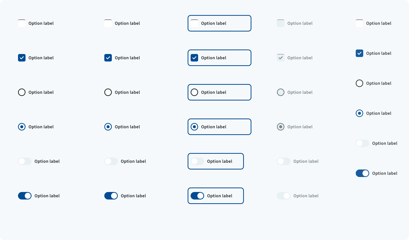 Selection controls example from the attached design-system source file